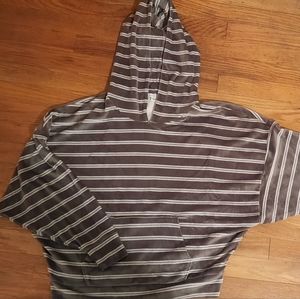 AE Grey&white striped cropped hoodie